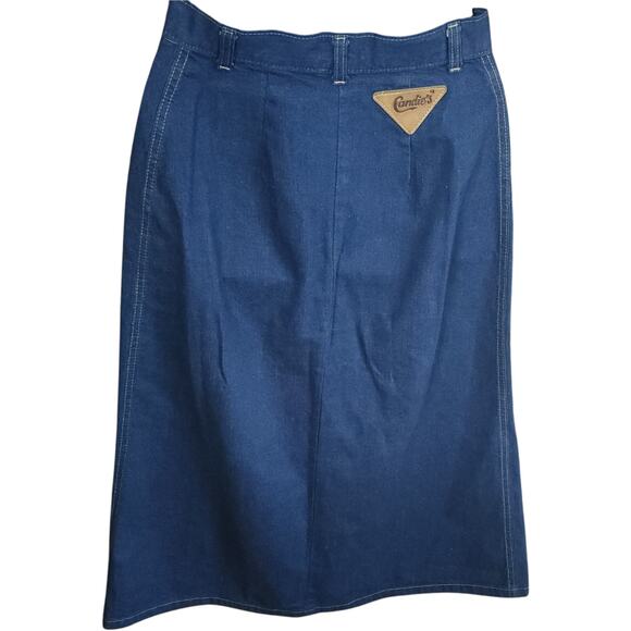 VINTAGE Candie's Denim Midi Skirt size 9 XS Preppy Academia Cottage Prairie - Picture 3 of 6
